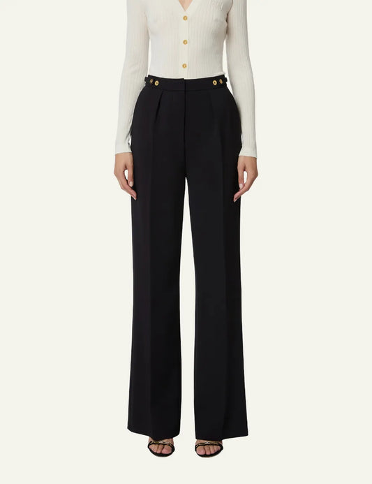 ELISABETTA FRANCHI Trousers in crêpe fabric with jewel accessory