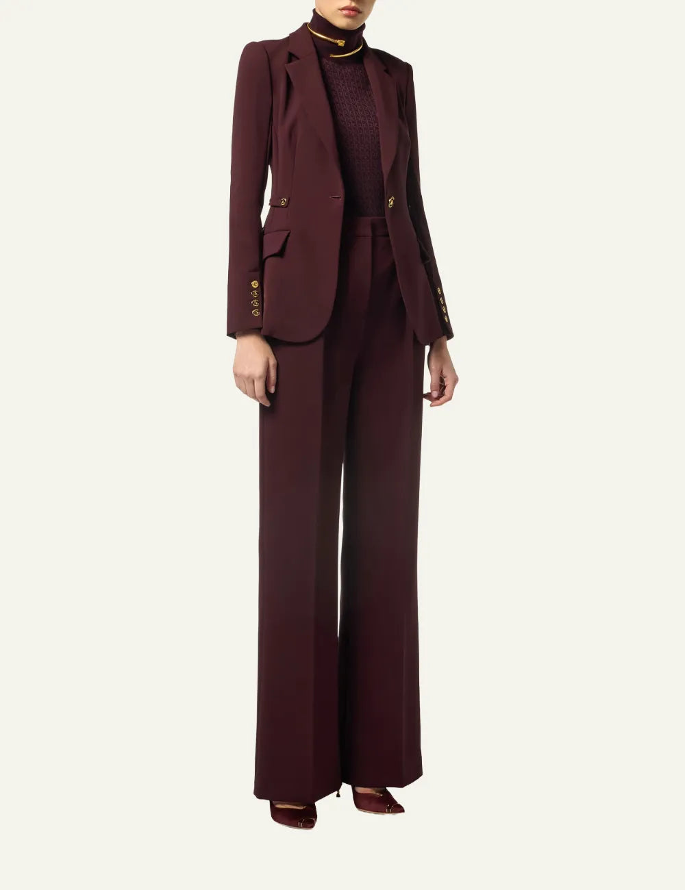 ELISABETTA FRANCHI Trousers in crêpe fabric with jewel accessory