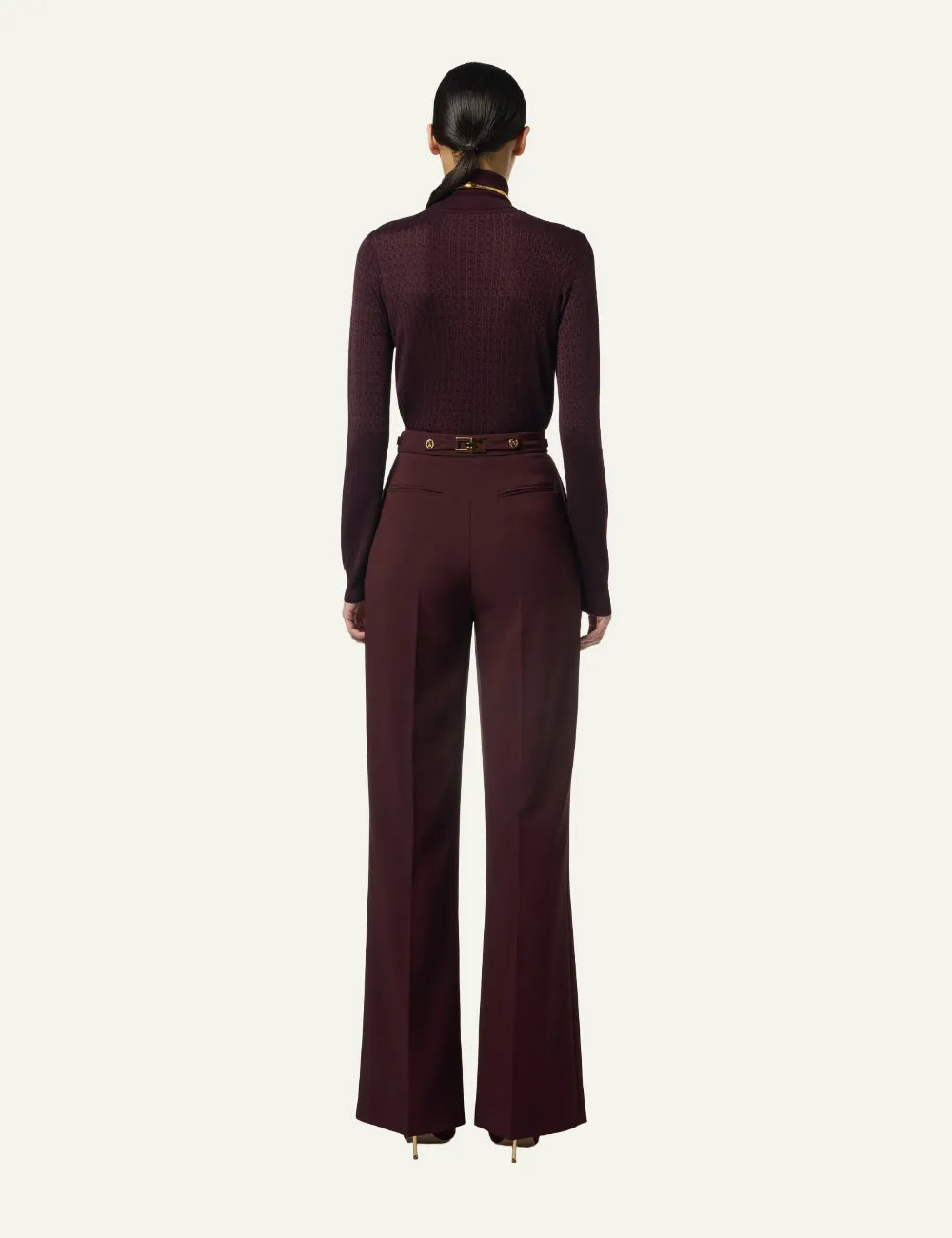 ELISABETTA FRANCHI Trousers in crêpe fabric with jewel accessory