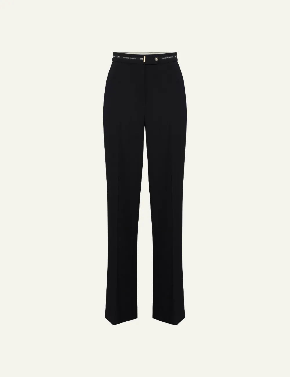 ELISABETTA FRANCHI Trousers in lightweight crêpe fabric with logo ribbon