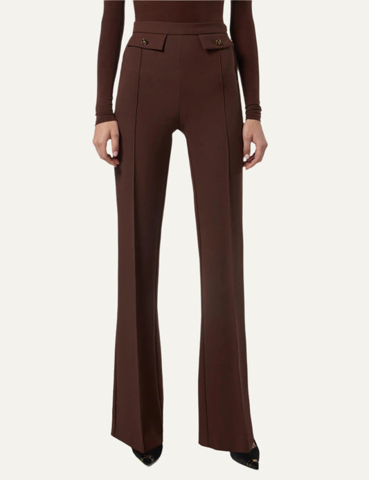 ELISABETTA FRANCHI Double crêpe trousers coffee