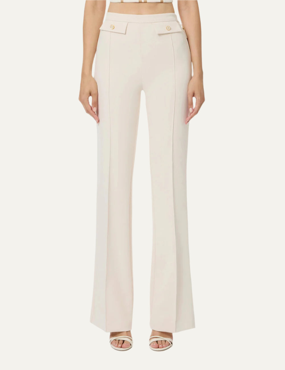 ELISABETTA FRANCHI Double crêpe trousers milk