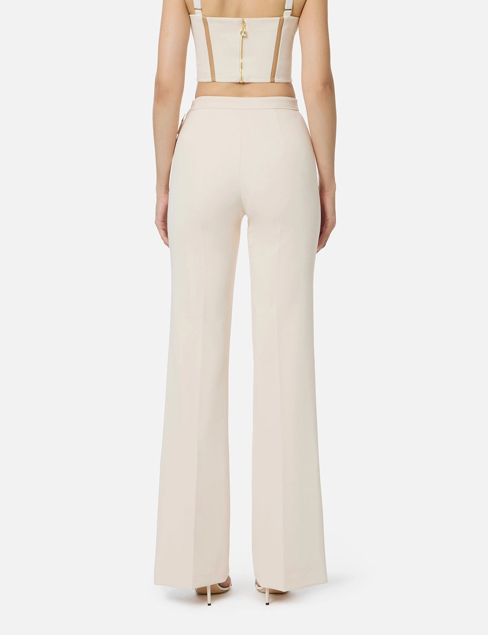 ELISABETTA FRANCHI Double crêpe trousers milk