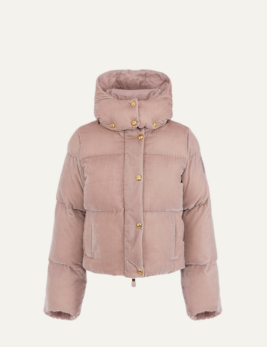 ELISABETTA FRANCHI Velvet down jacket with hood