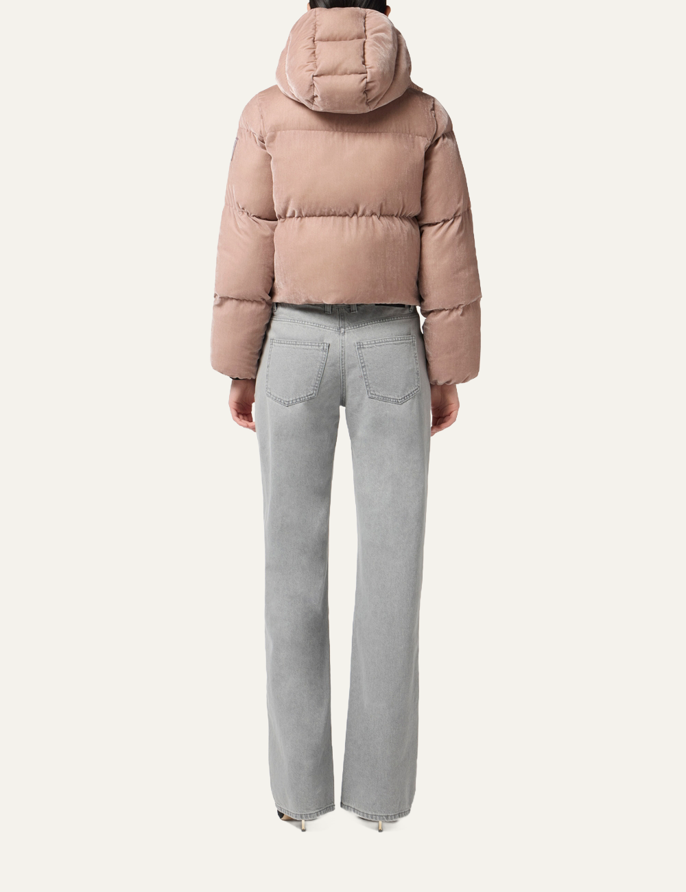 ELISABETTA FRANCHI Velvet down jacket with hood