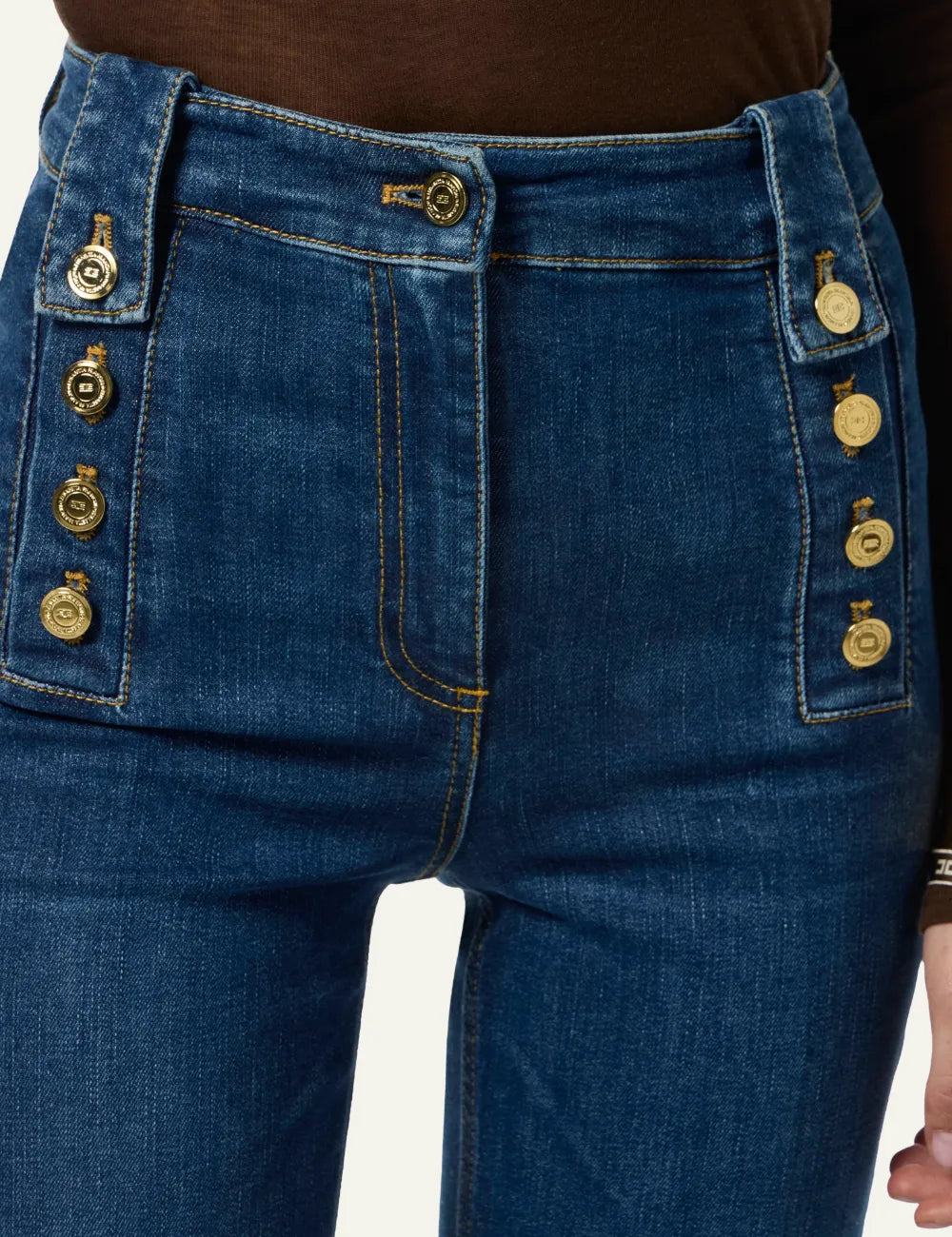 ELISABETTA FRANCHI Palazzo jeans with buttons