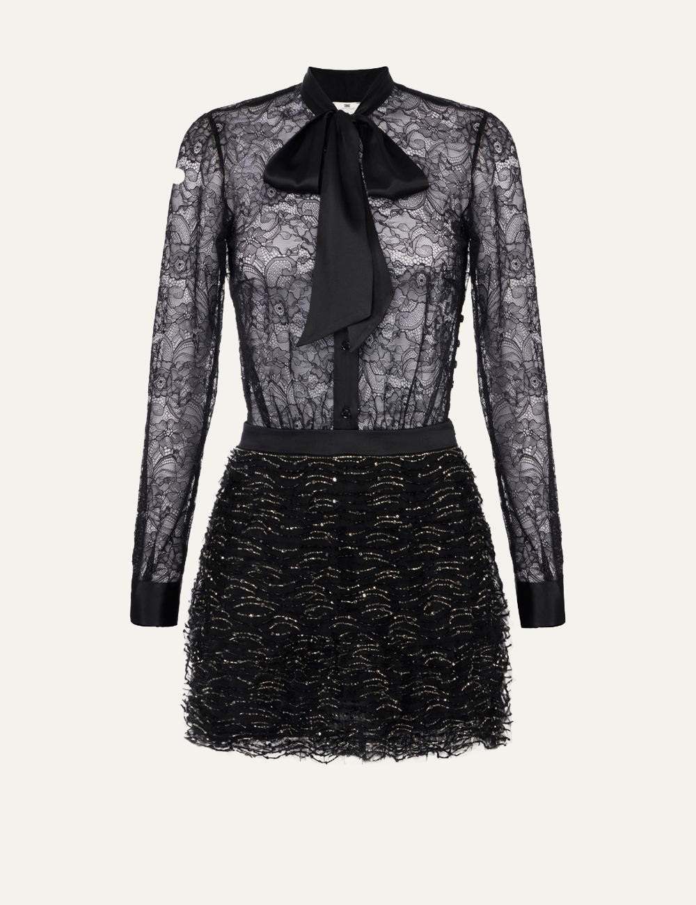 ELISABETTA FRANCHI Dress in lace and tulle with crystals