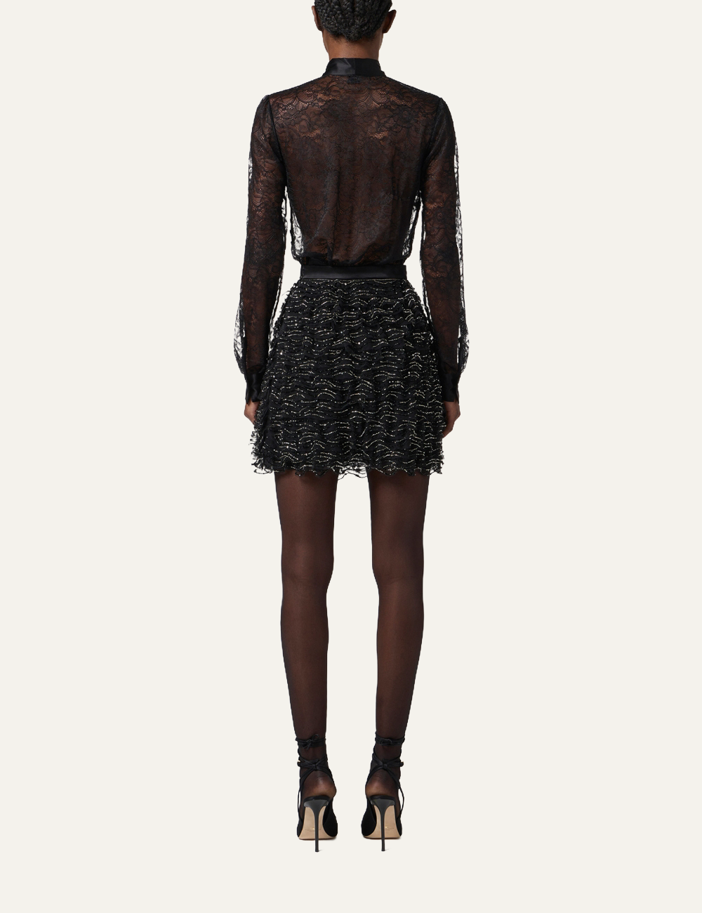 ELISABETTA FRANCHI Dress in lace and tulle with crystals