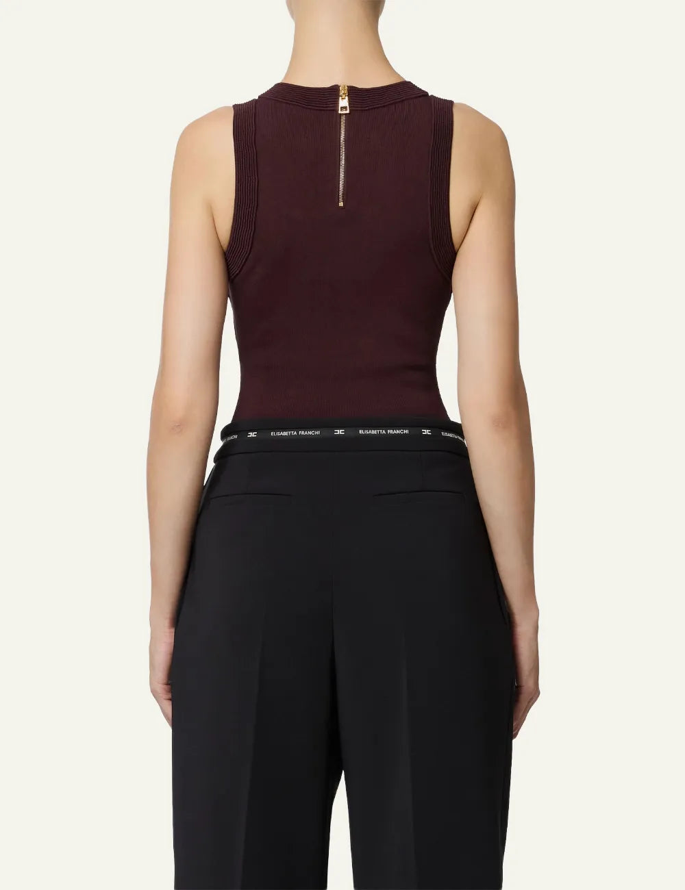 ELISABETTA FRANCHI Viscose knit bodysuit with jewel cufflinks