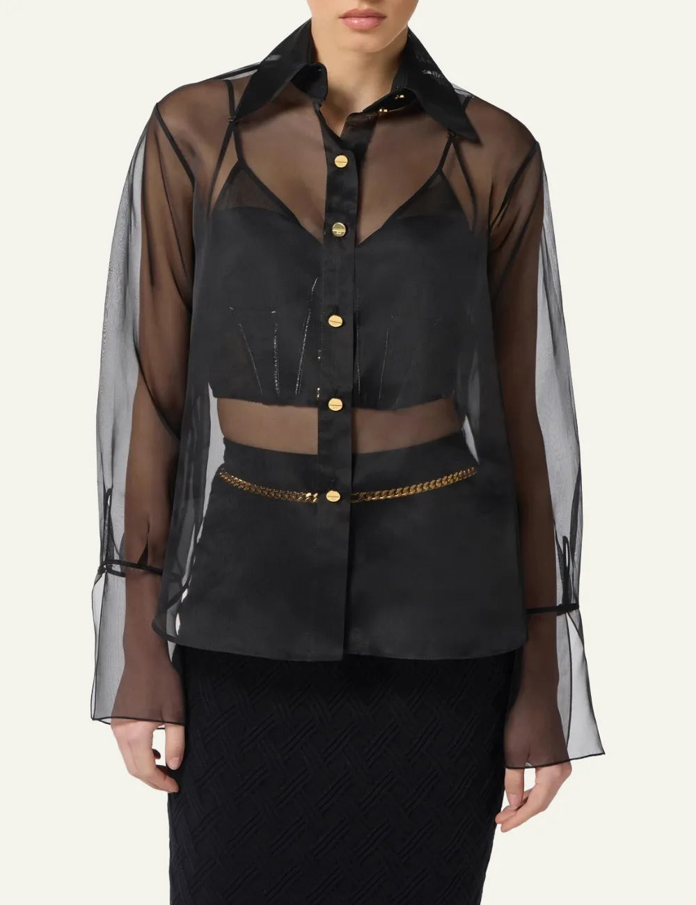 ELISABETTA FRANCHI Blouse in organza fabric