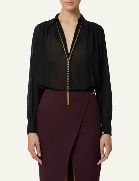 ELISABETTA FRANCHI Blouse in georgette fabric with necklace