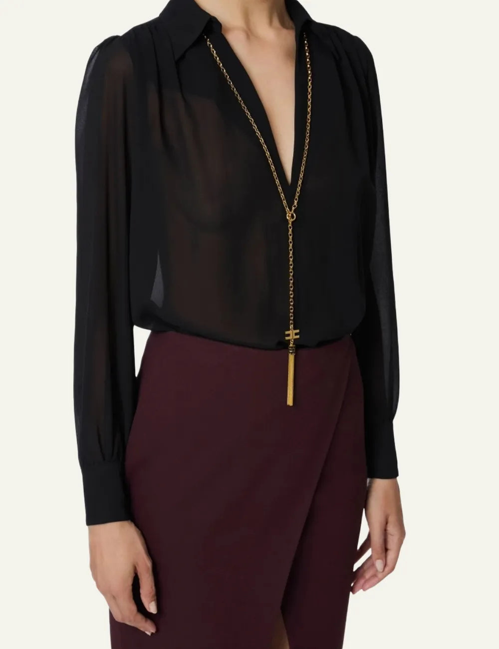 ELISABETTA FRANCHI Blouse in georgette fabric with necklace
