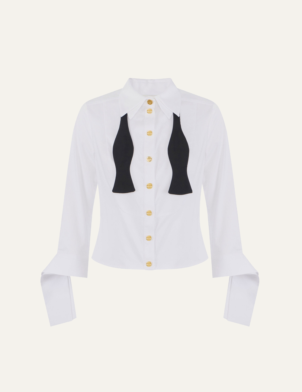 ELISABETTA FRANCHI Cotton poplin shirt with bow tie