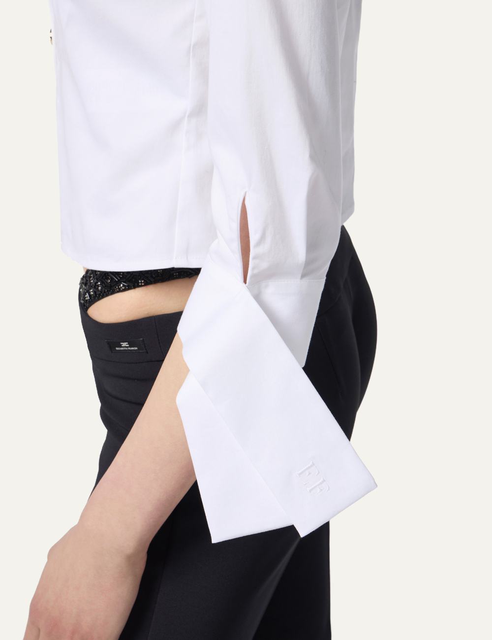 ELISABETTA FRANCHI Cotton poplin shirt with bow tie