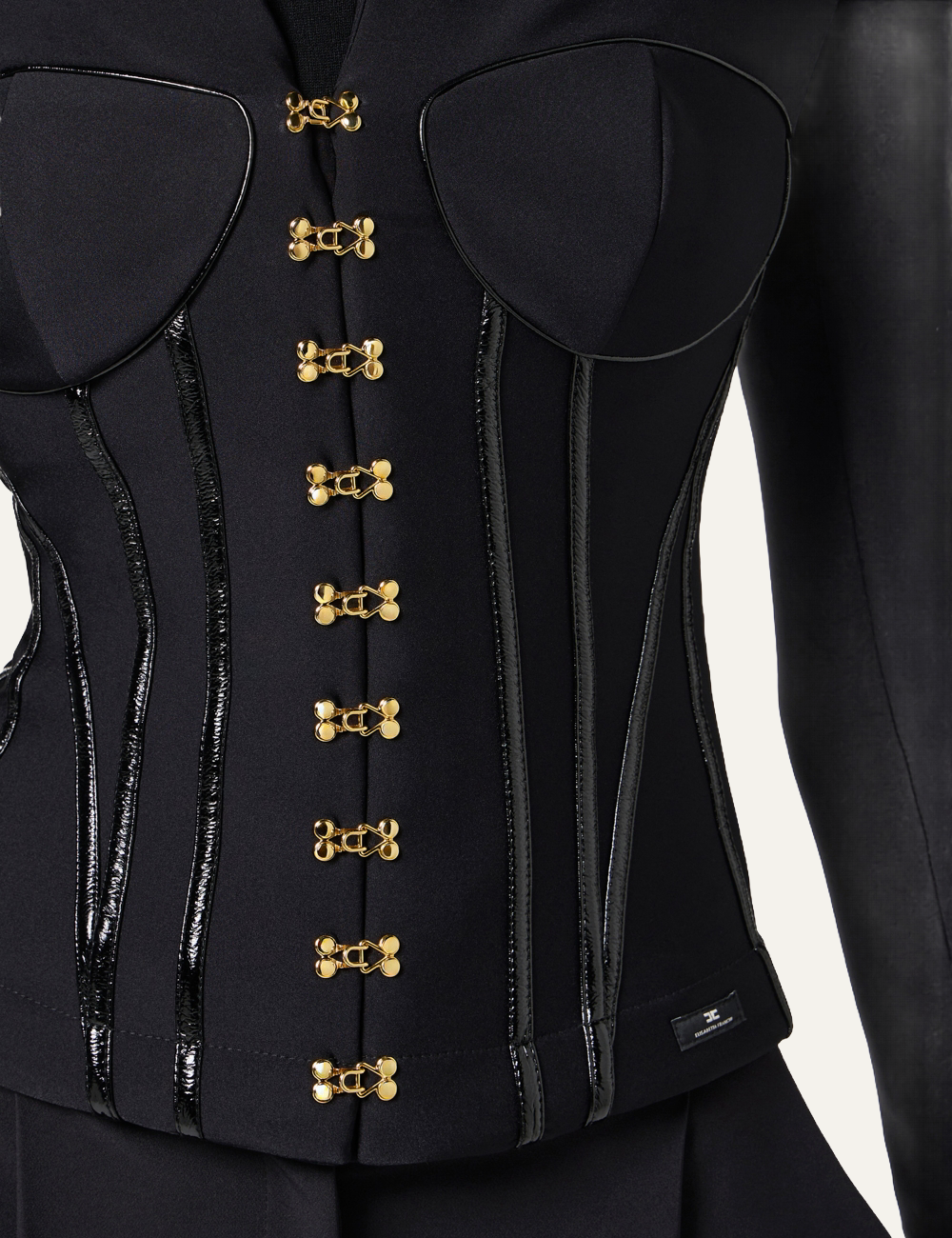 ELISABETTA FRANCHI Jacket in neoprene fabric with corset details