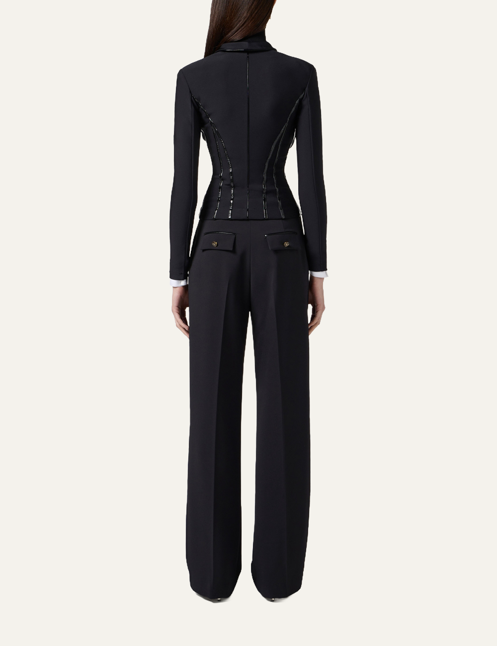 ELISABETTA FRANCHI Jacket in neoprene fabric with corset details
