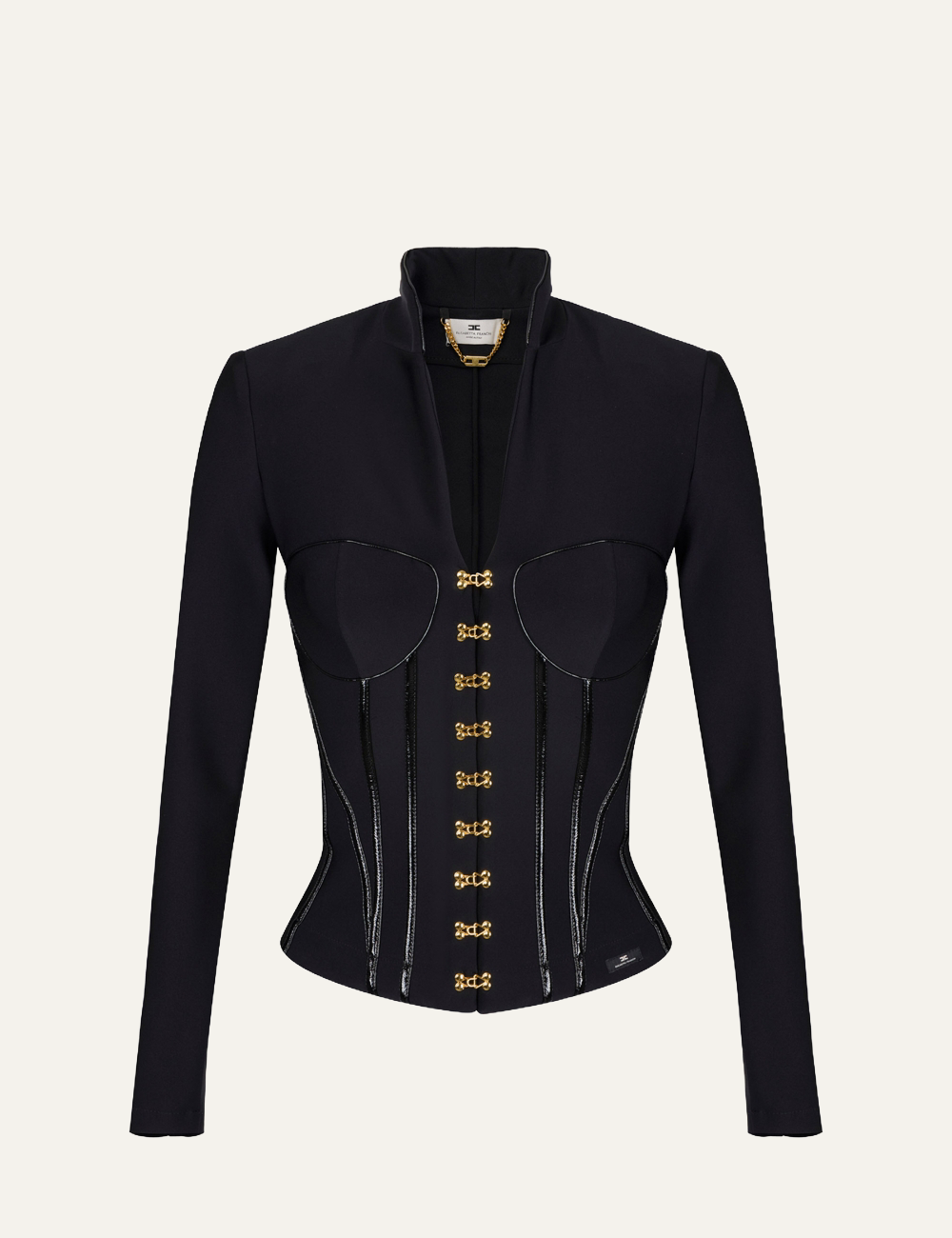 ELISABETTA FRANCHI Jacket in neoprene fabric with corset details