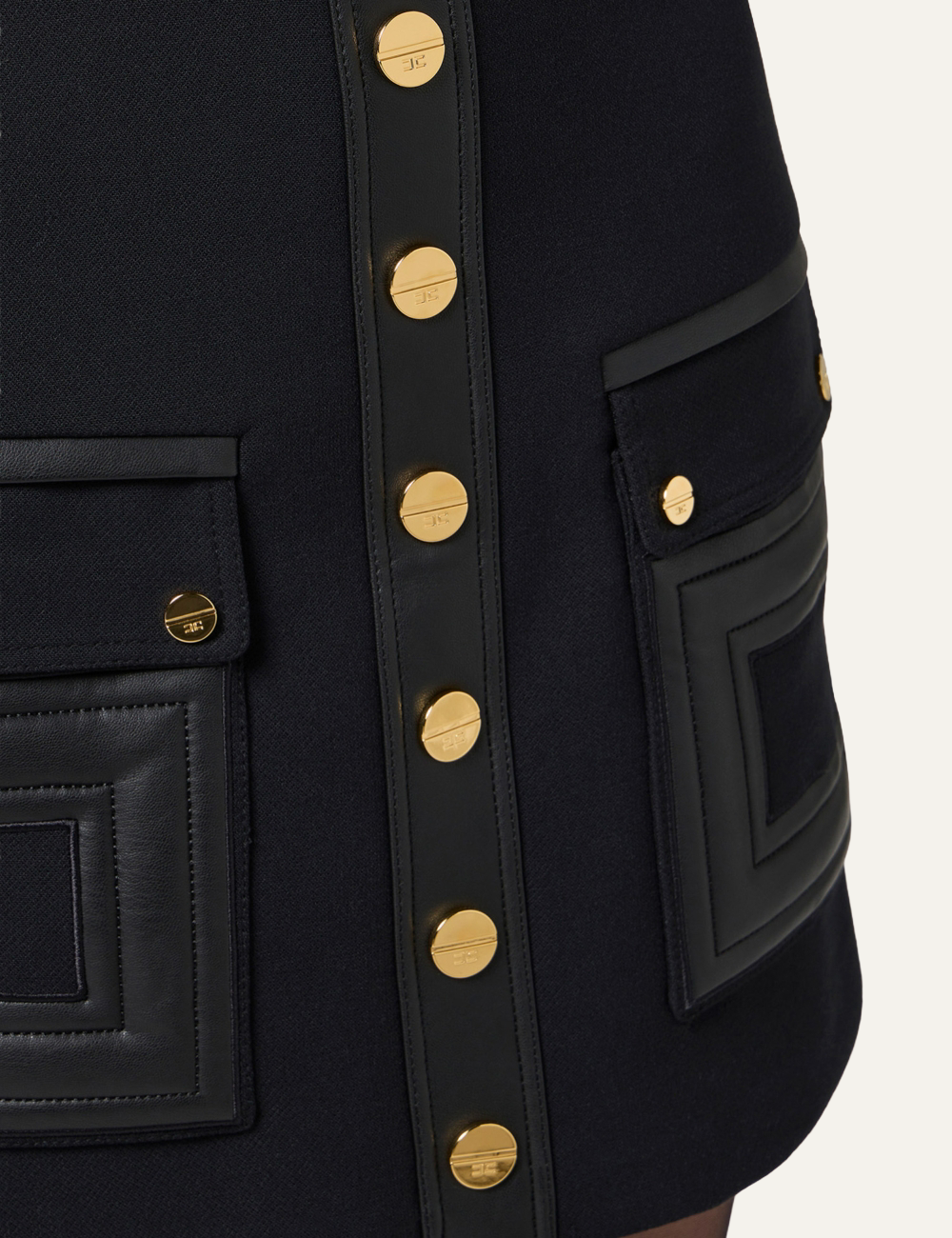 ELISABETTA FRANCHI Mini skirt in double-layer crêpe fabric with logo details