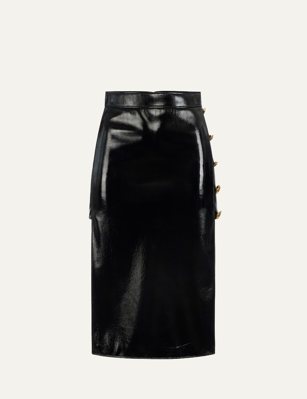 ELISABETTA FRANCHI Vinyl skirt with jewel buttons