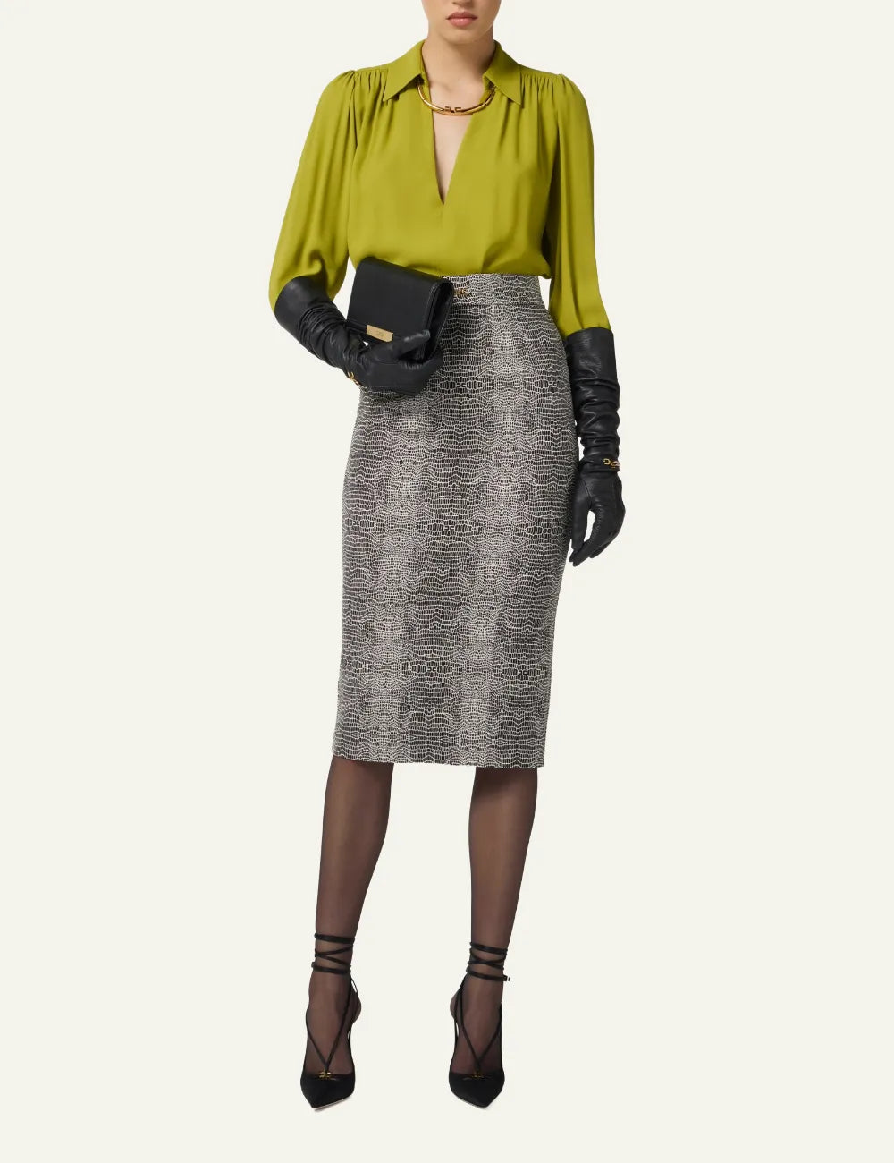 ELISABETTA FRANCHI Skirt in viscose fabric with python print