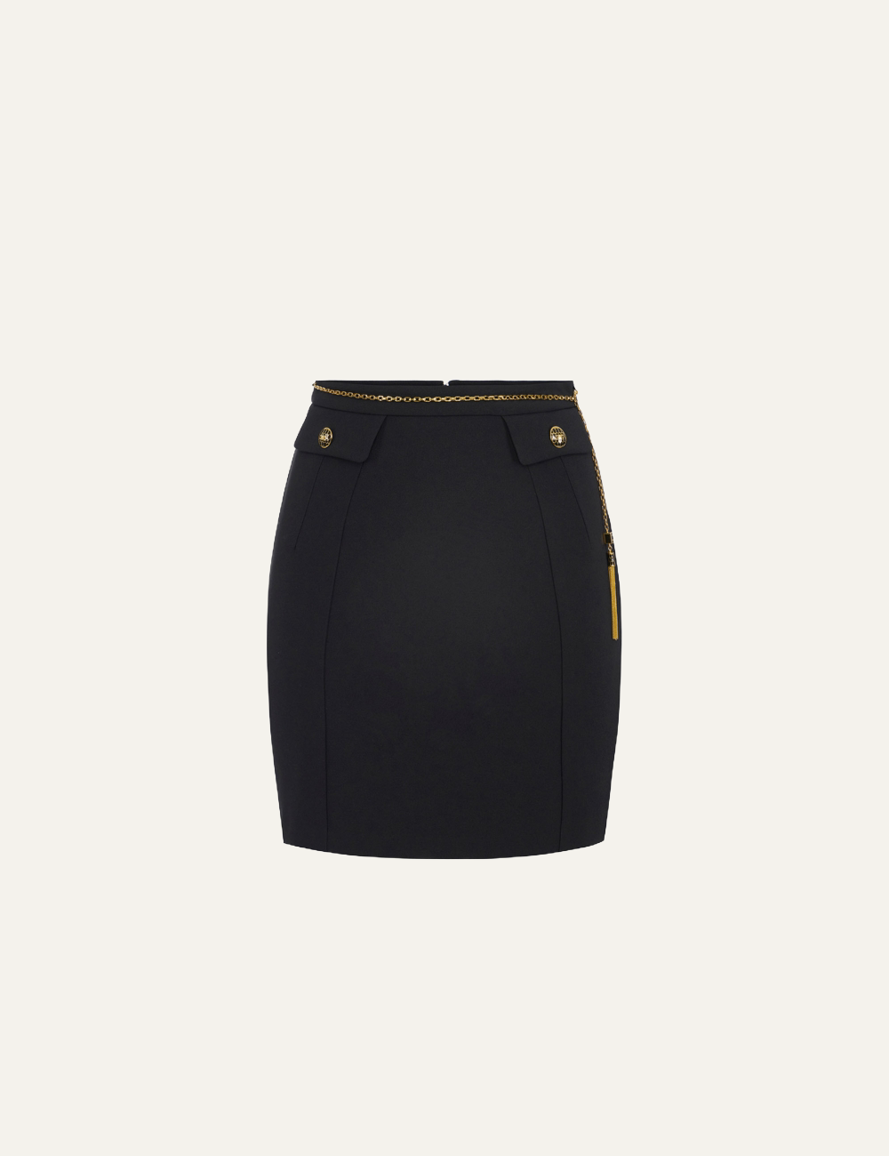 ELISABETTA FRANCHI Skirt in double-layer crêpe fabric with jewel chain