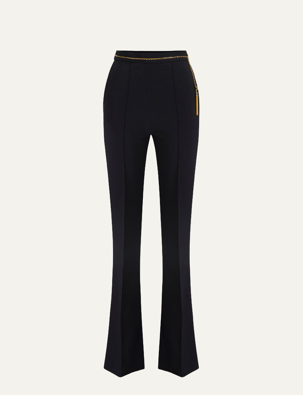 ELISABETTA FRANCHI Trousers in lightweight crêpe fabric with jewel chain