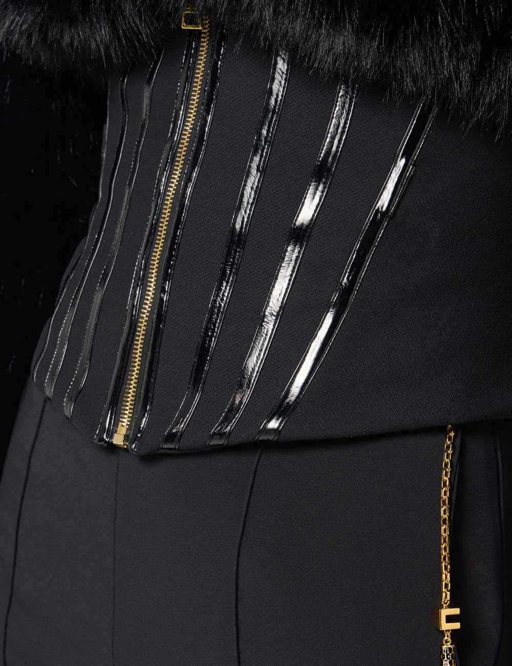 ELISABETTA FRANCHI Trousers in lightweight crêpe fabric with jewel chain