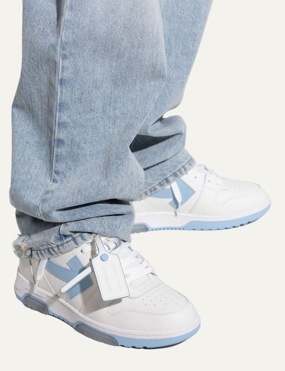 OFF WHITE OUT OF OFFICE CALF LEATHER WHITE/LIGHT BLUE