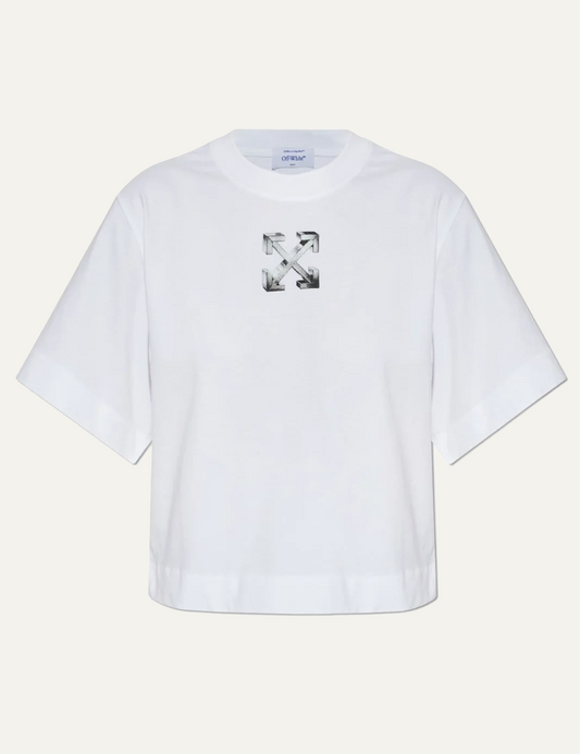 OFF WHITE METAL OFF CROP TEE