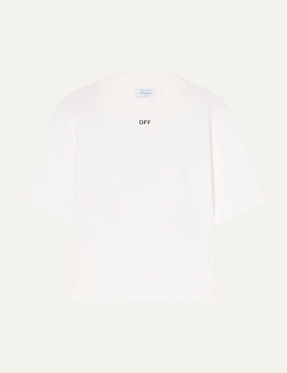 OFF WHITE EMBROIDERED FLOWERS ARROW TEE