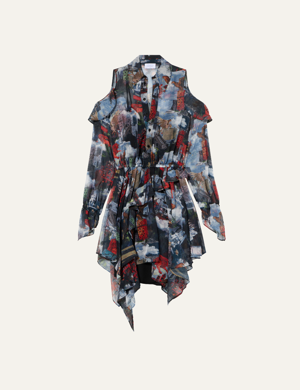 OFF WHITE WORLD PAINT GEO ROMANTIC DRESS MULTICOLOR