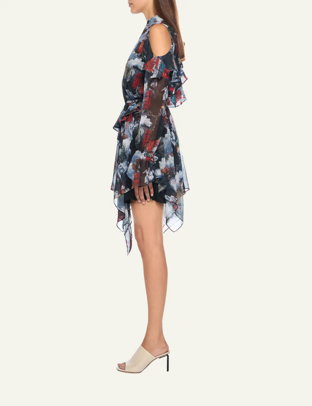 OFF WHITE WORLD PAINT GEO ROMANTIC DRESS MULTICOLOR