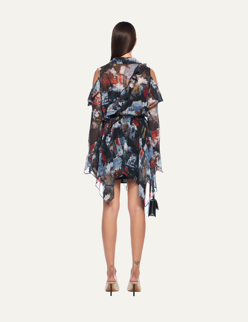 OFF WHITE WORLD PAINT GEO ROMANTIC DRESS MULTICOLOR