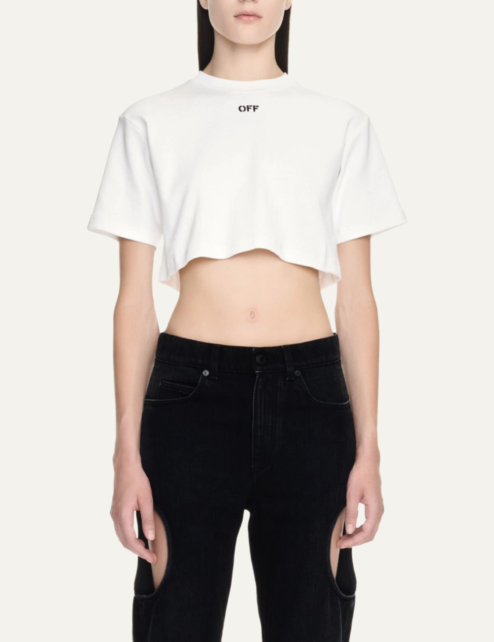 OFF WHITE OFF STAMP RIB CROPPED TEE WHITE