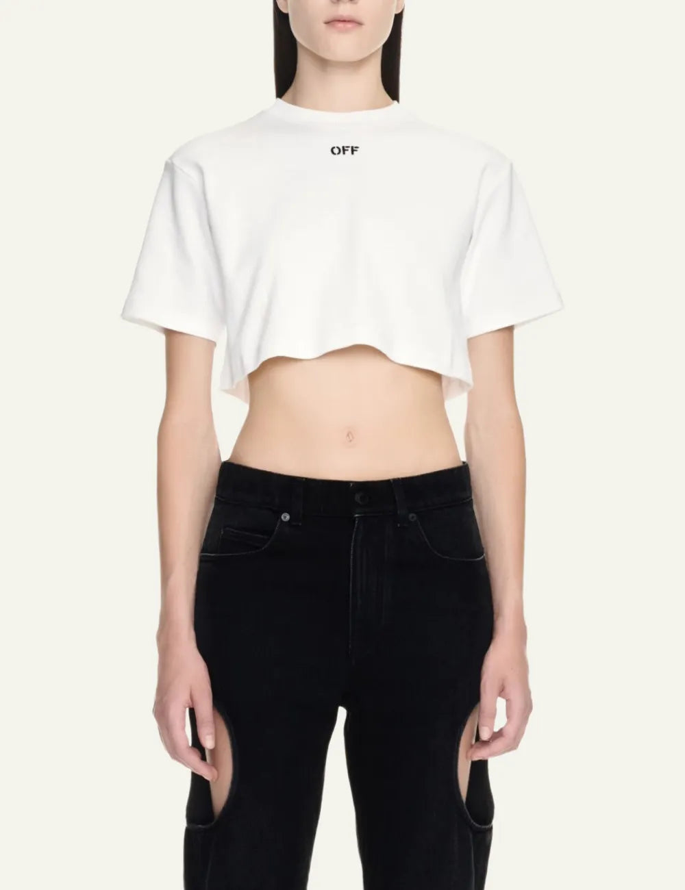 OFF WHITE OFF STAMP RIB CROPPED TEE WHITE