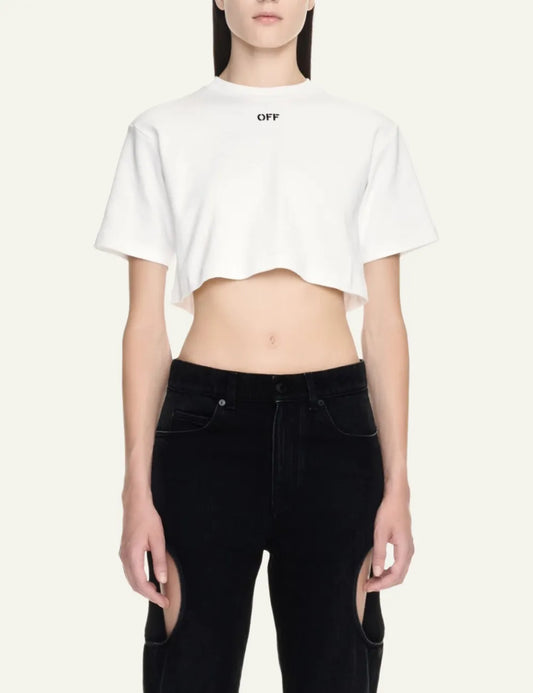 OFF WHITE OFF STAMP RIB CROPPED TEE WHITE