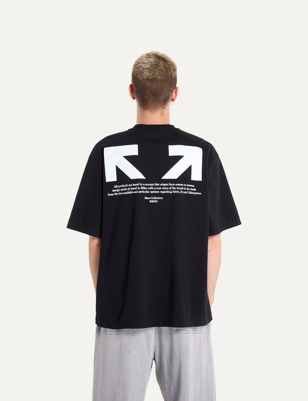 OFF WHITE HALF ARROW SKATE S/S TEE BLACK WHITE