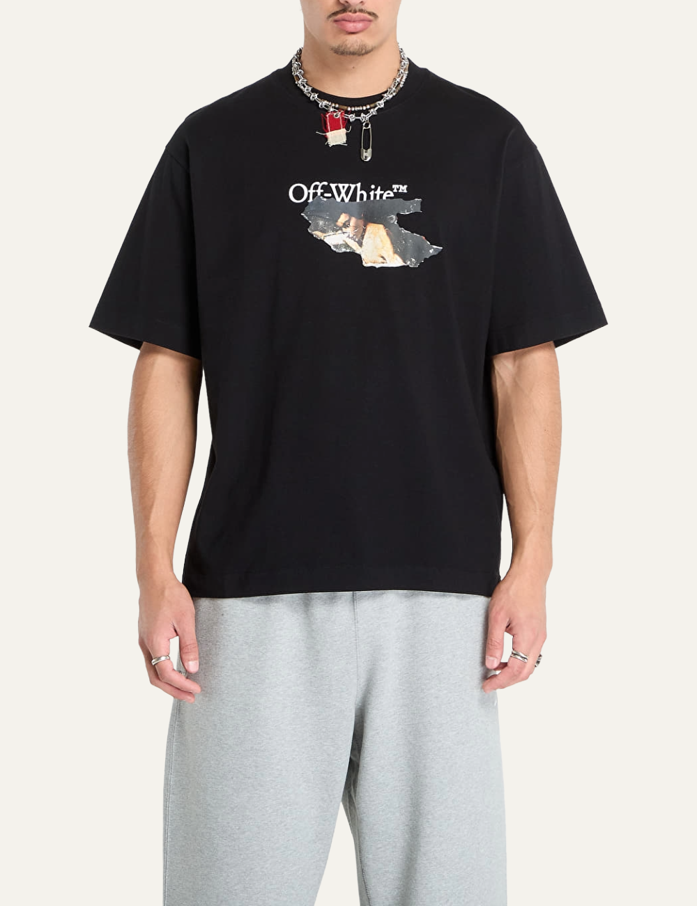 OFF WHITE PAINT ARROW SKATE S/S CREWNECK TEE BLACK