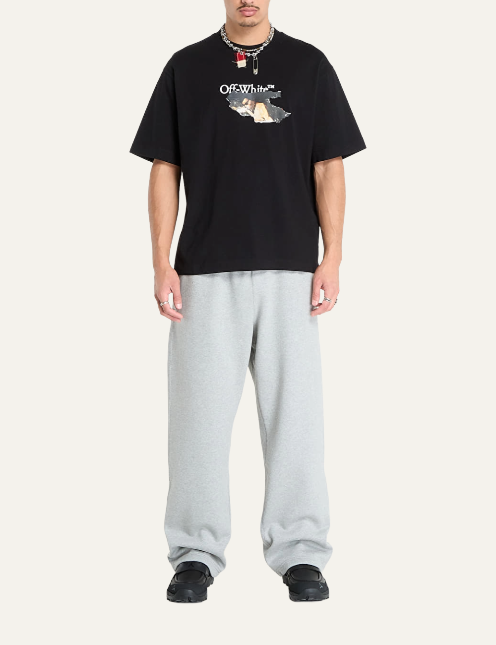 OFF WHITE PAINT ARROW SKATE S/S CREWNECK TEE BLACK