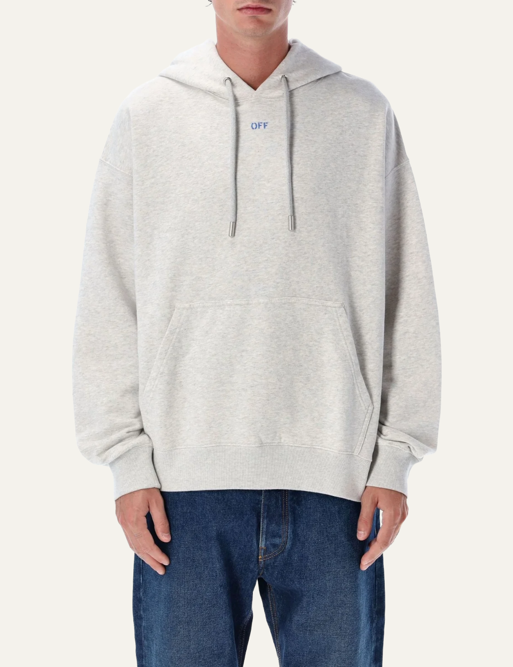 OFF WHITE STENCIL ARROW SKATE HOODIE GREY MELANGE