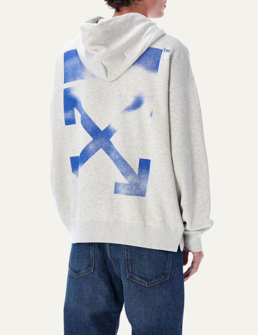 OFF WHITE STENCIL ARROW SKATE HOODIE GREY MELANGE