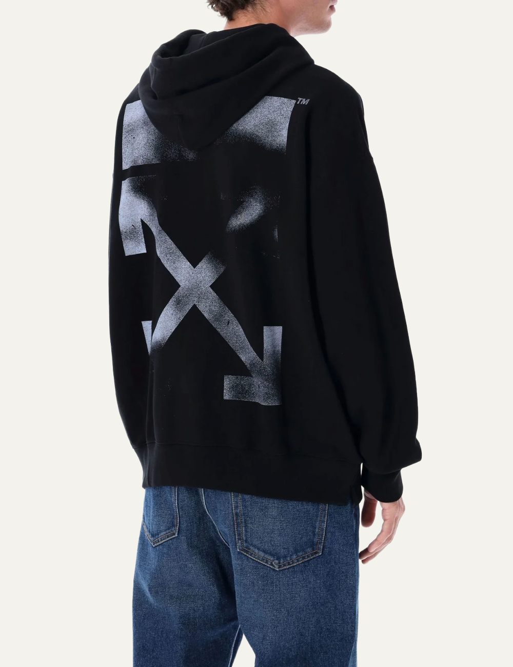 OFF WHITE STENCIL ARROW SKATE HOODIE BLACK CLOUDY