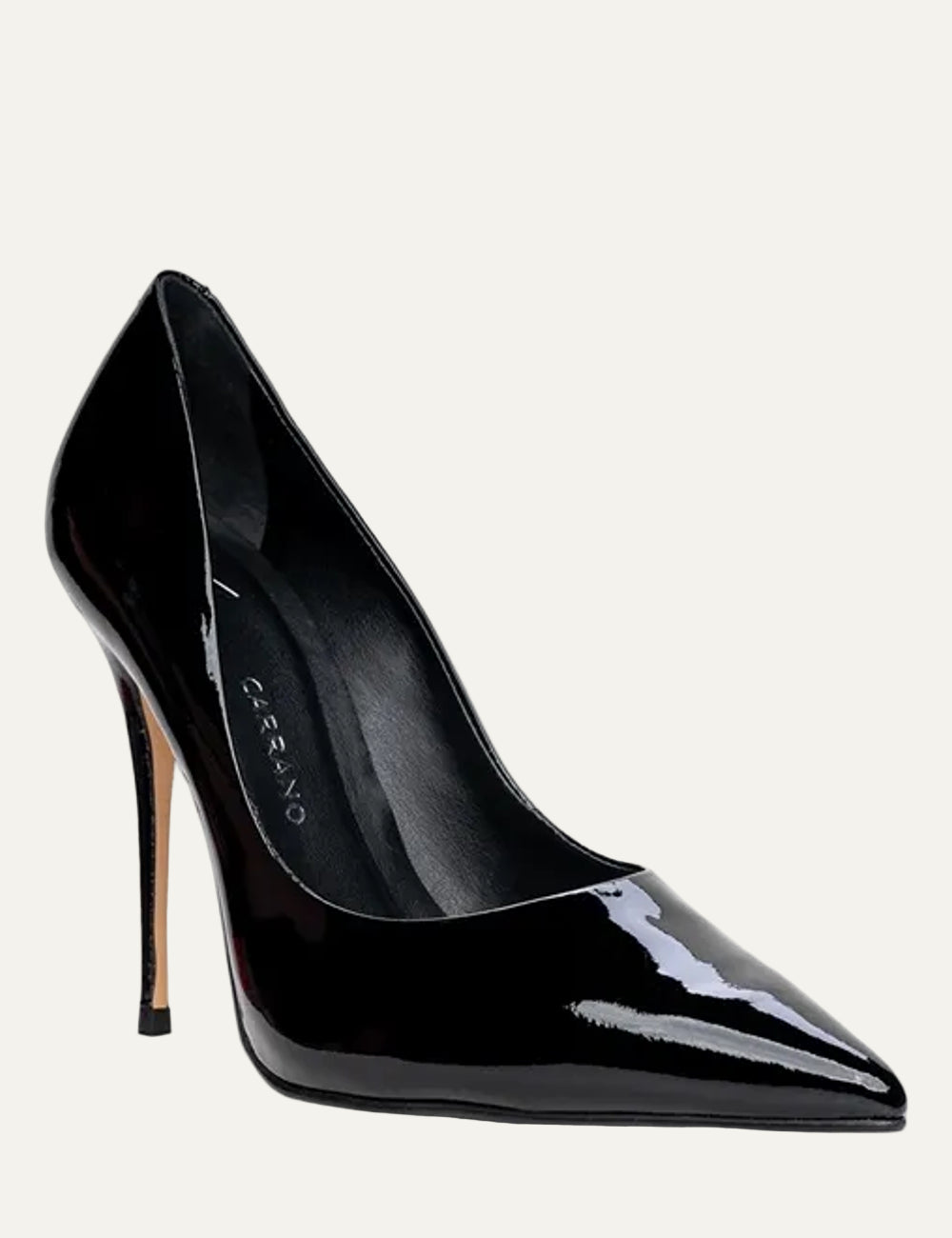 CARRANO BLACK VERNI LEATHER HEELS 11CM