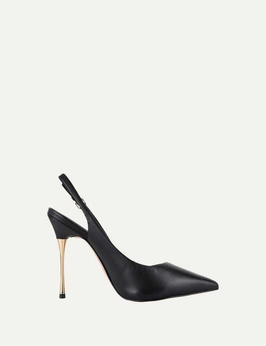 CARRANO LEATHER SLINGBACK HEELS BLACK