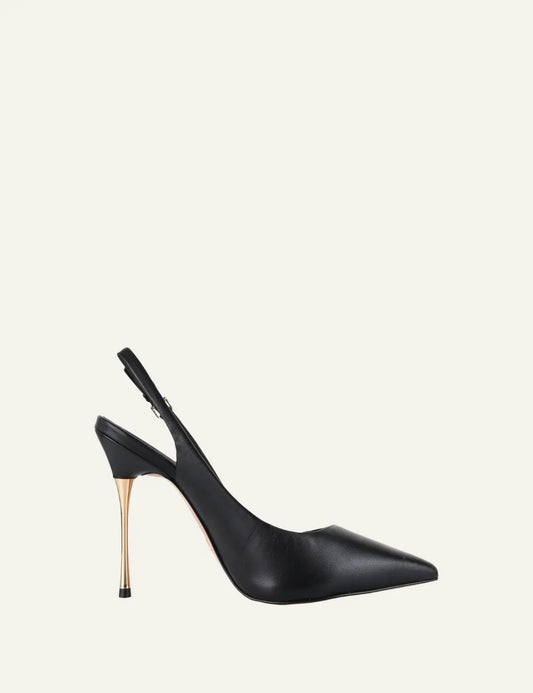 CARRANO LEATHER SLINGBACK HEELS BLACK