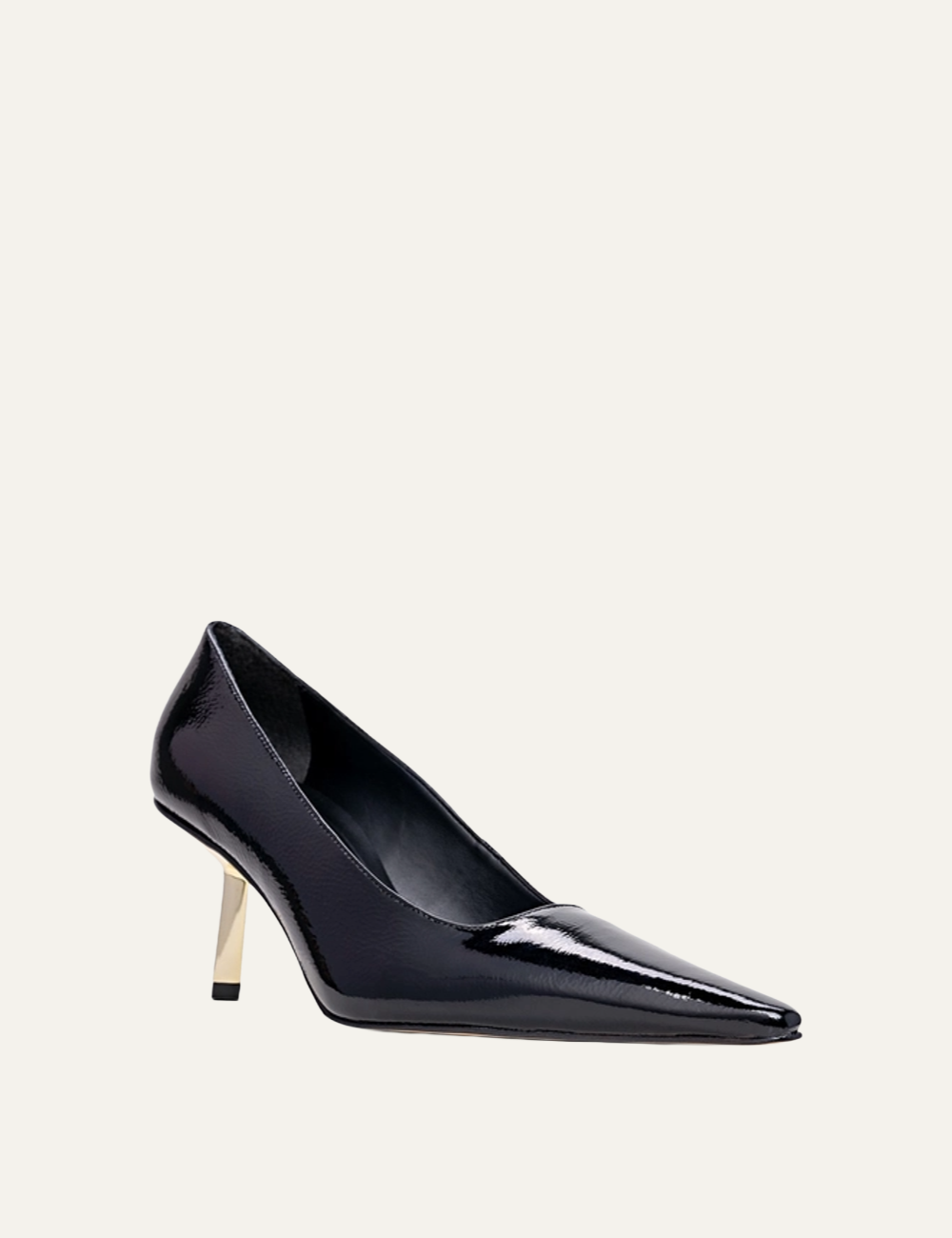 CARRANO BLACK VERNIZ LEATHER GOLD HEELS