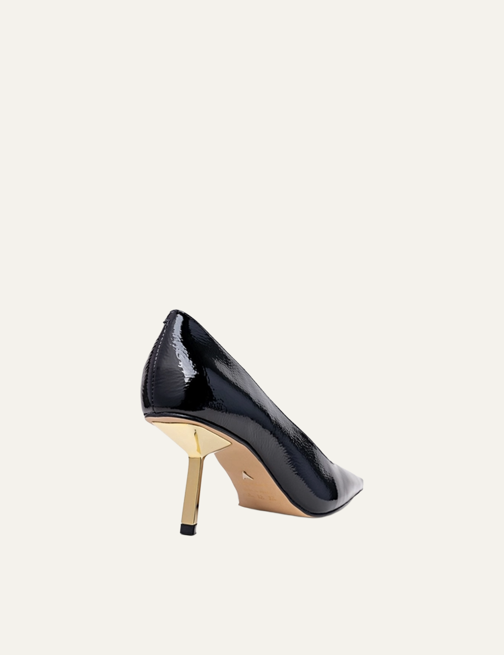 CARRANO BLACK VERNIZ LEATHER GOLD HEELS