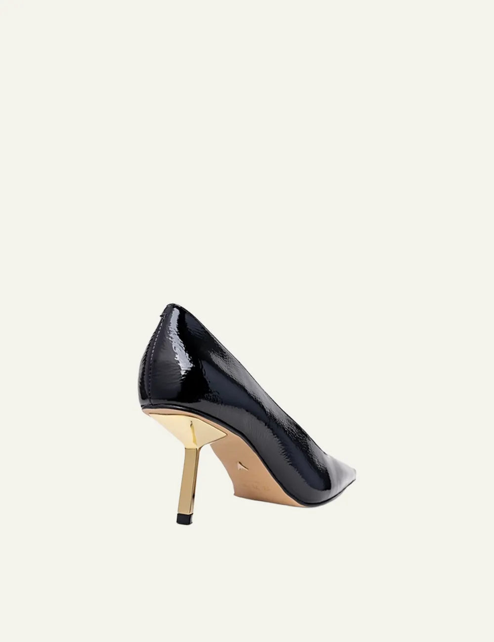 CARRANO BLACK VERNIZ LEATHER GOLD HEELS