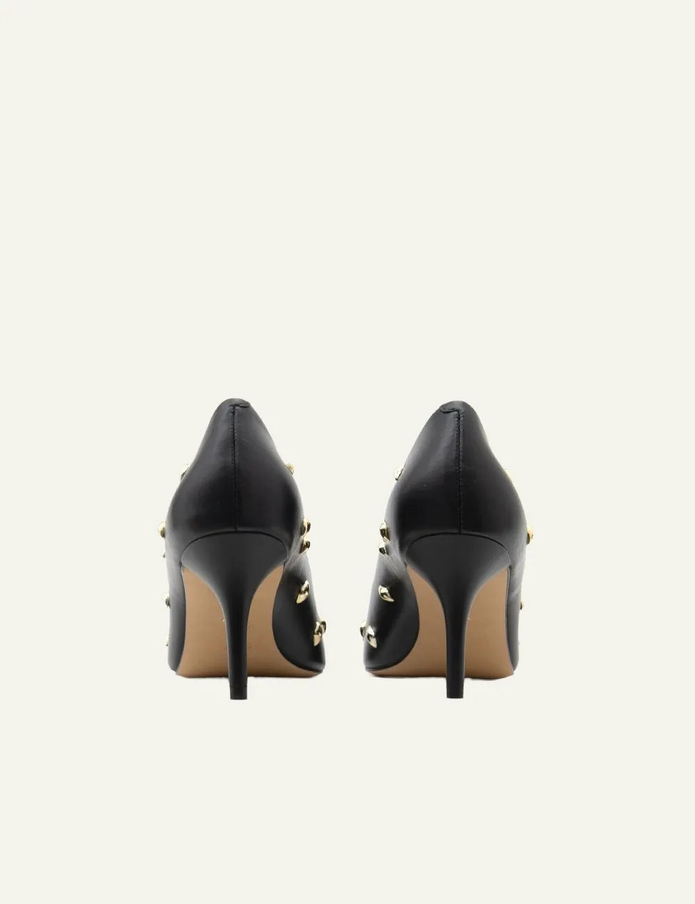 CARRANO STUDED LEATHER HEELS IN BLACK