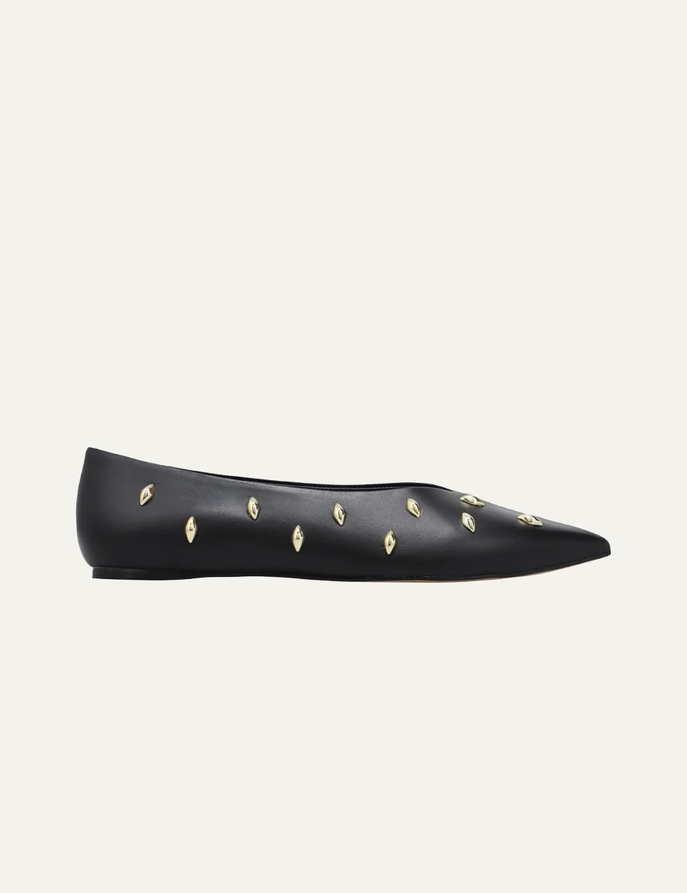 CARRANO BLACK LEATHER STUDDED BALLERINAS